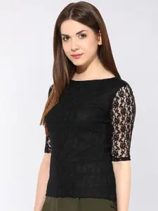 all about you Self Design Lace Top