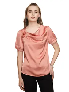 Global Republic Cowl Neck Puff Sleeve Top