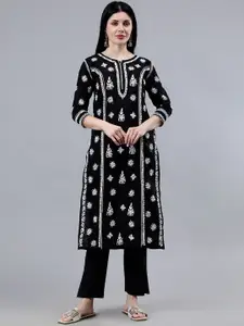 Seva Chikan Yoke Design Cotton Lucknowi Chikankari Kurta