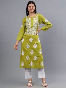 Seva Chikan Ethnic Motifs Embroidered Lucknowi Chikankari Straight Kurta