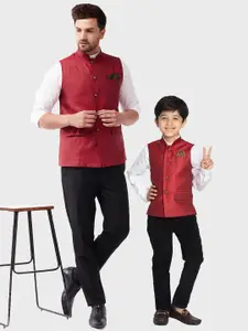 VASTRAMAY Boys Woven-Designed Nehru Jacket