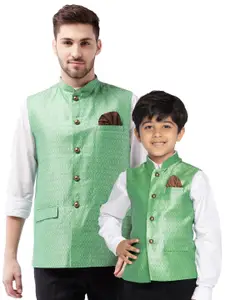 VASTRAMAY Boys Woven-Designed Nehru Jacket