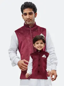 VASTRAMAY Boys Printed Velvet Nehru Jacket