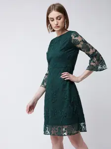all about you Green Flared Sleeve Lace Dress