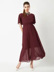 all about you Round Neck Flared Solid Embellished Choker Maxi Dress