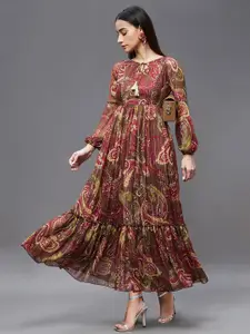 all about you Women Relaxed Fit Maxi Lurex Chiffon Dress