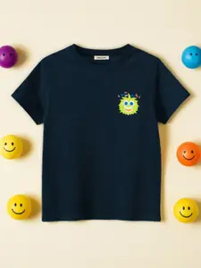 INCLUD Girls Graphic Printed Round Neck Cap Sleeves T-shirt