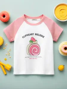 INCLUD Girls Graphic Printed Round Neck Raglan Sleeves T-shirt