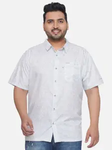 Santonio Plus Size Classic Floral Printed Spread Collar Short Sleeves Casual Shirt