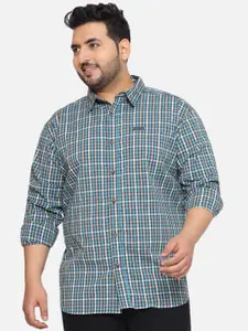 Santonio Plus Size Classic Checked Spread Collar Long Sleeves Cotton Casual Shirt