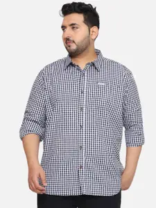 Santonio Plus Size Classic Gingham Checks Opaque Checked Cotton Casual Shirt