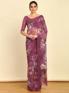 Soch Floral Printed Zari Pure Georgette Saree