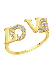 Vighnaharta Gold-Plated Cubic Zirconia Stone Studded Ring