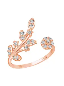 Vighnaharta Rose Gold-Plated CZ-Studded Adjustable Finger Ring