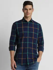 Peter England Elite Slim Fit Windowpane Checked Formal Shirt