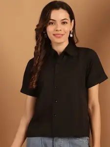 NEUDIS Regular Fit Short Sleeves Spread Collar Classic Opaque Casual Shirt