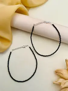 Anouk Silver-Plated Beaded Anklet