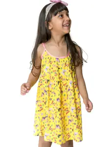 Campana Girls Sleeveless Knee Length Empire Waist Printed Viscose Rayon Dress