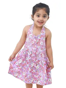 Campana Girls Sleeveless Knee Length Fit and Flare Printed Cotton Dress