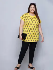 IN Love Notch Neck Floral Printed Pure Cotton Oversized T-shirt