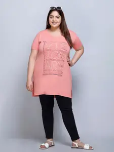 IN Love Round Neck Typography Printed Pure Cotton Oversized T-shirt