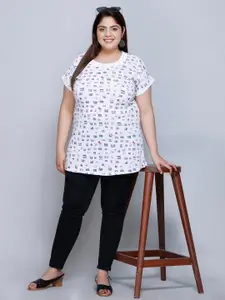 IN Love Round Neck Conversational Printed Pure Cotton Oversized T-shirt