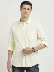 Turtle Spread Collar Long Sleeves Relaxed Slim Fit Cotton Casual Shirt