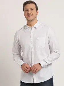 Turtle Relaxed Slim Fit Long Sleeves Spread Collar Cotton Opaque Printed Casual Shirt