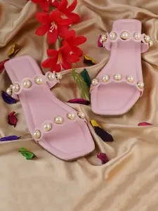 BAESD Embellished Open Toe Flats