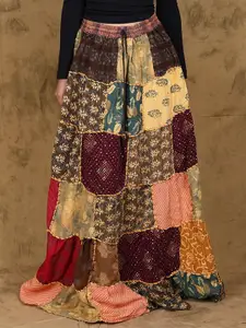 Exotic India Women Printed Flared Maxi Skirts