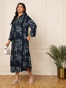 DEEBACO Plus Size Print A-Line Midi Dress