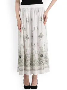Exotic India Printed A-line Maxi Skirts