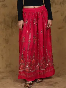 Exotic India Printed A-line Maxi Skirts