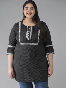 KALINI Plus Size Striped Straight Kurti