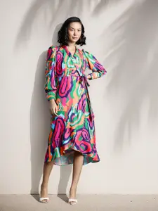 DressBerry Printed Midi Wrap Dress