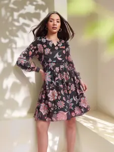 DressBerry Floral Print A-Line Dress
