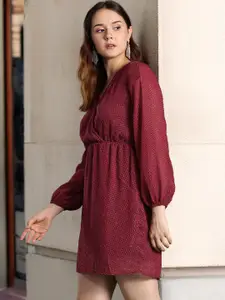 DressBerry Dobby Finish Puff Sleeve Mini Dress