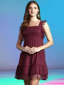 DressBerry Gathered & Pleated Detail Tiered A-Line Dress