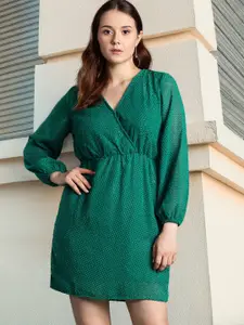 DressBerry Dobby Finish Puff Sleeve Mini Dress