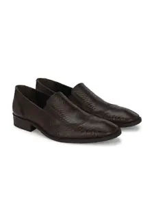 CARLO ROMANO Men Textured Leather Formal Slip-On Shoes
