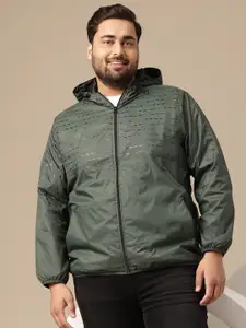 Sztori Plus Sized Printed Hooded Tailored Jacket