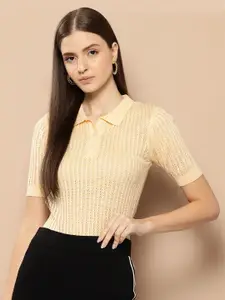 her by invictus Open Knit Pure Acrylic Pullover