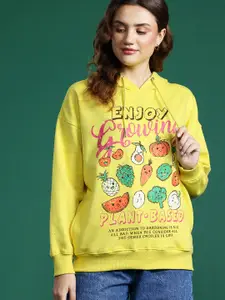DressBerry Printed Hooded Drop-Shoulder Sleeves Sweatshirt