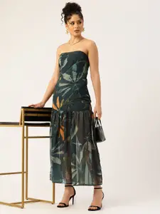 bebe Floral Print Drop-Waist Maxi Dress