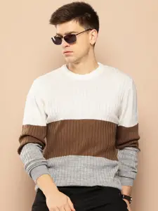 INVICTUS Colorblocked Acrylic Ribbed Pullover