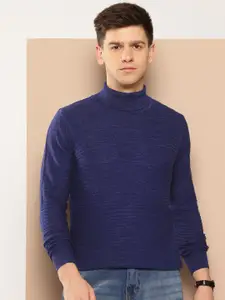 INVICTUS Horizontally Self-Striped Turtle Neck Acrylic Pullover