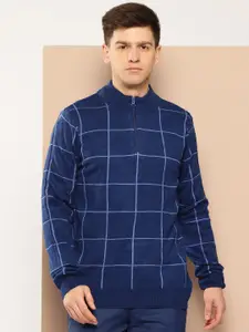 INVICTUS Self-Checked Mock Collar Acrylic Pullover