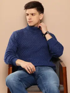 INVICTUS Cable Knit Turtle Neck Acrylic Pullover