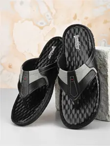 The Roadster Lifestyle Co. Black Textured Slip-On Comfort Sandals