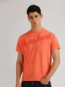Pepe Jeans Typography Printed Pure Cotton Slim Fit T-shirt